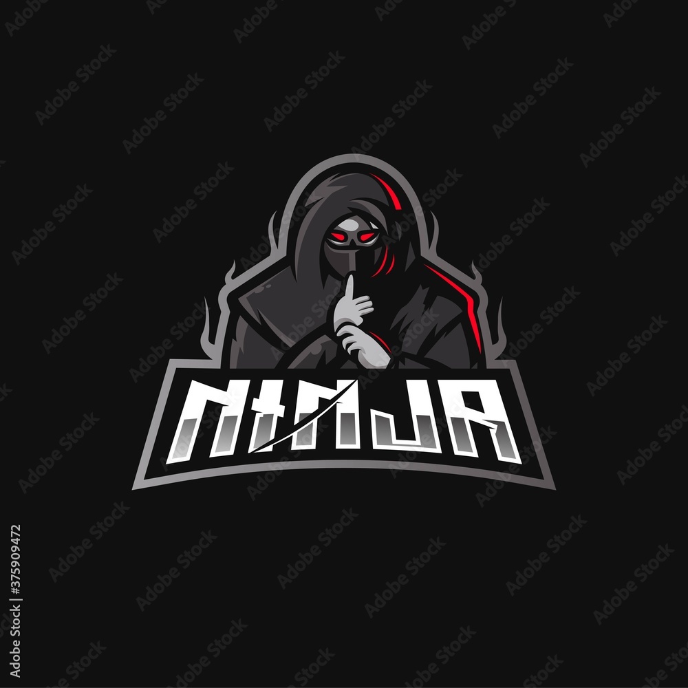 Black Ninja e-Sport Mascot Logo Design Illustration Vector Stock Vector |  Adobe Stock