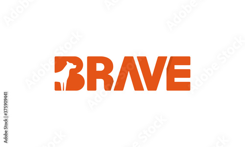 illustration vector graphic of simple, modern, creative, negative space, word mark for name BRAVE DOG logo design