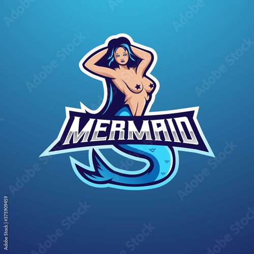 mermaid mascot logo design vector with modern illustration concept style for badge, emblem and t shirt printing. sexy mermaid illustration for sport and e-sport team