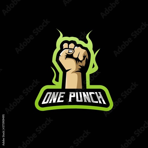 One Punch e-Sport Mascot Logo Design Illustration Vector