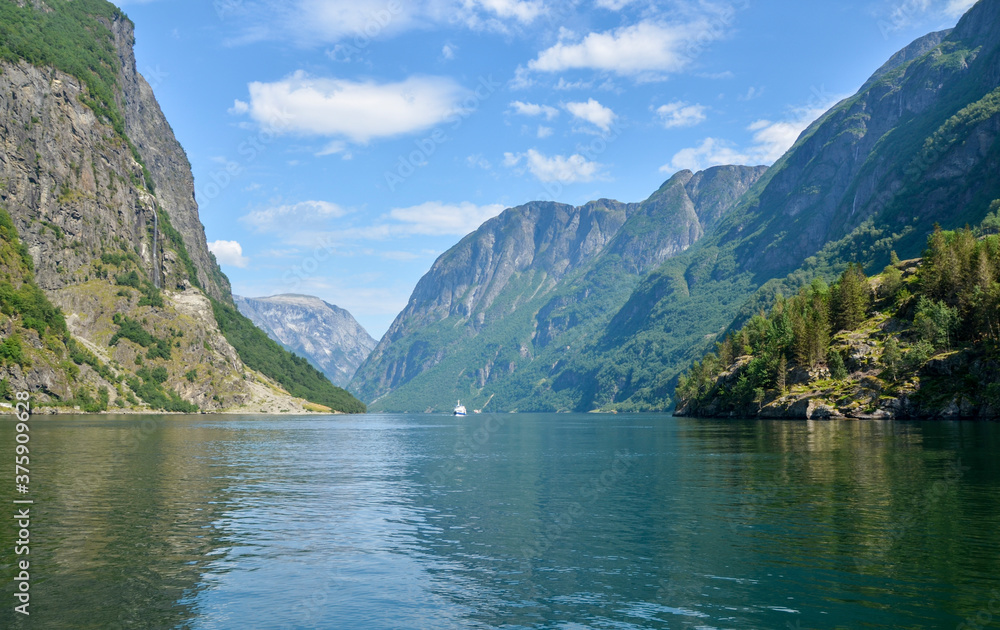 Beautiful view on the Sognefjord near Gudvangen in the western part of Norway