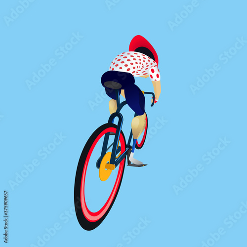 Icon of a professional cyclist wearing a  white and polka-dot jersey