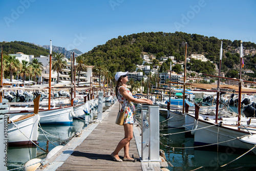 Mallorca island. Young woman in Mallorca mountains.