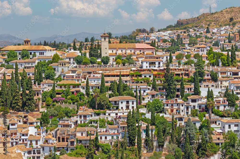Granada - The look to The Albayzin district from Alhambra palace.