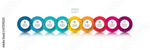 Nine harmonious circle infographics.