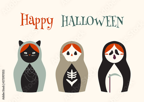 Vector illustration - halloween costume russian dolls