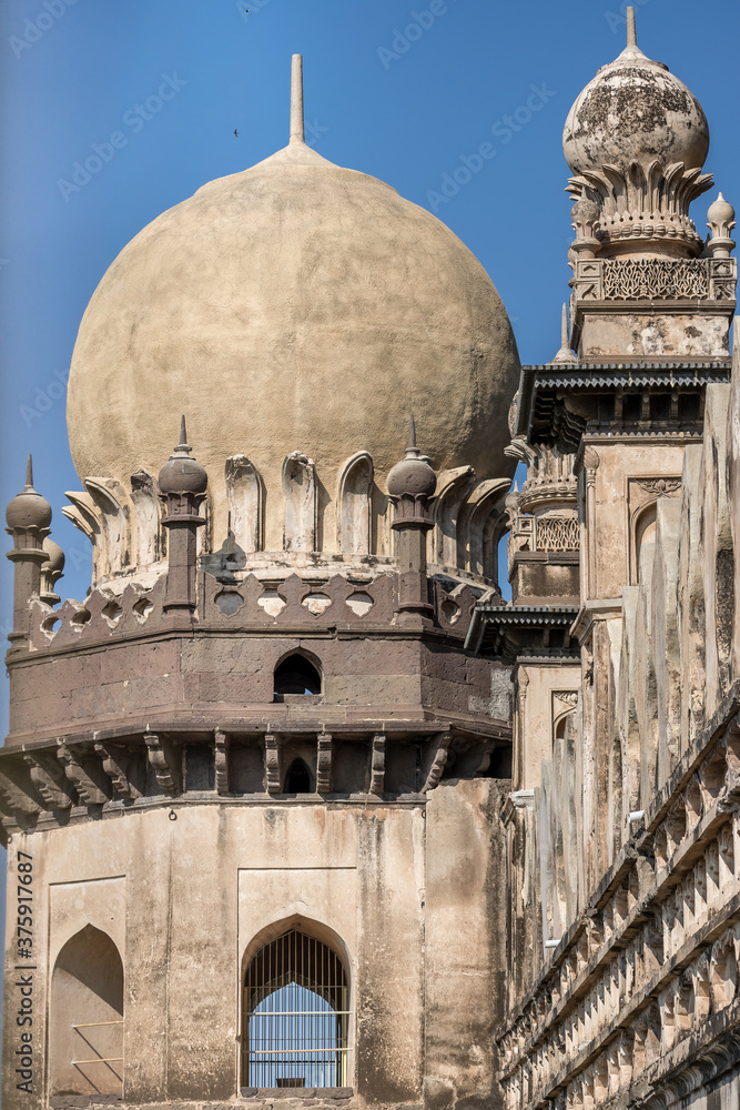 Side dome of heritage structure Gol Ghumbaj which is the mausoleum of king Mohammed Adil Shah, Sultan of Bijapur.
