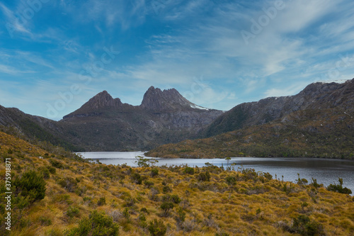 View of Creadle Mountain as seen from lake Rodway track, near Dove lake