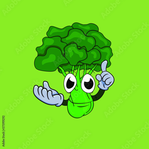 broccoli cartoon illustration can be used by greengrocer nutritionists for mascot advertising and campaign to eat broccoli