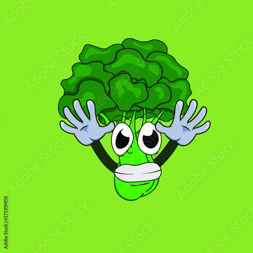 broccoli cartoon illustration can be used by greengrocer nutritionists for mascot advertising and campaign to eat broccoli