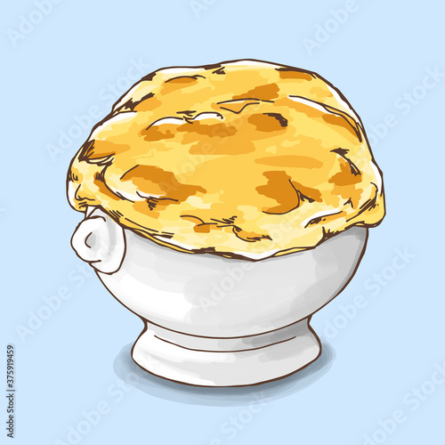 Pastry Puff Soup in a bowl