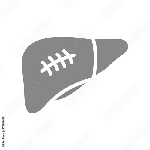 Scar on liver gray icon. Cirrhosis symbol