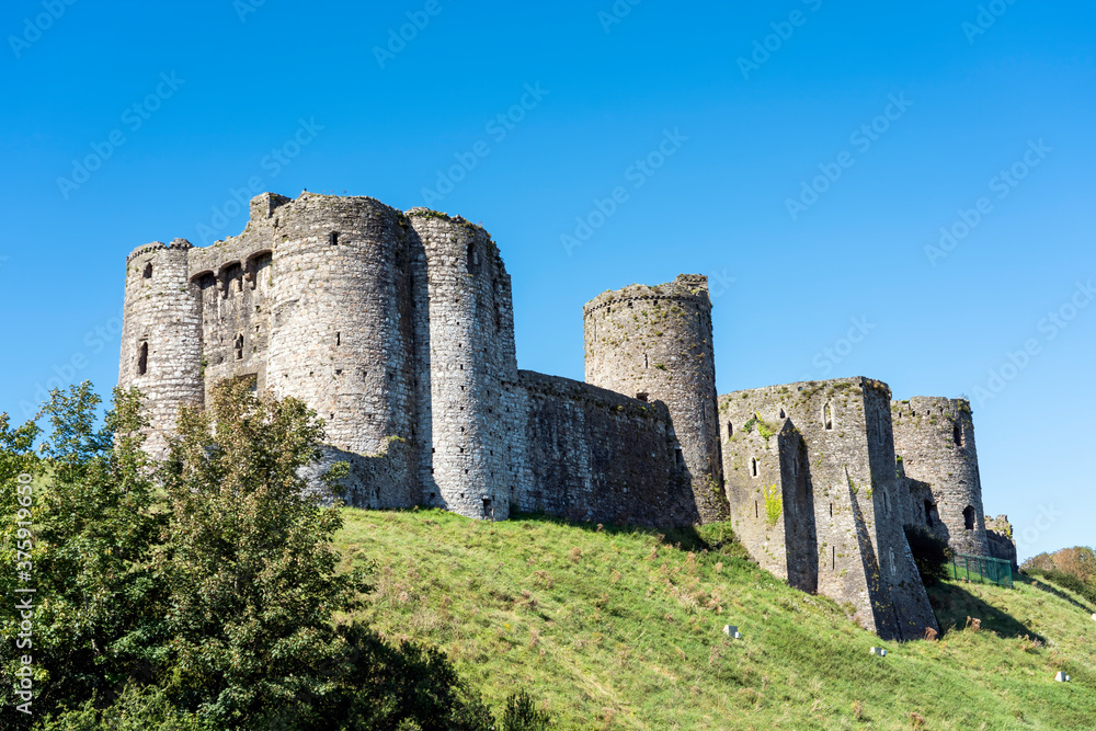 Kidwelly Castle fortress Carmarthenshire South Wales UK a 13th century Norman medieval fort a popular travel destination landmark stock photo image