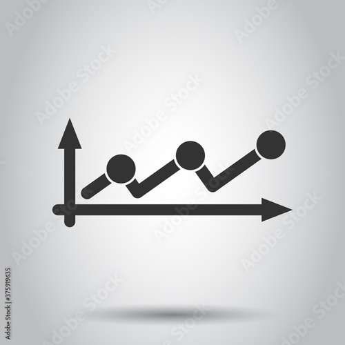 Market trend icon in flat style. Financial growth vector illustration on white isolated background. Increase business concept.