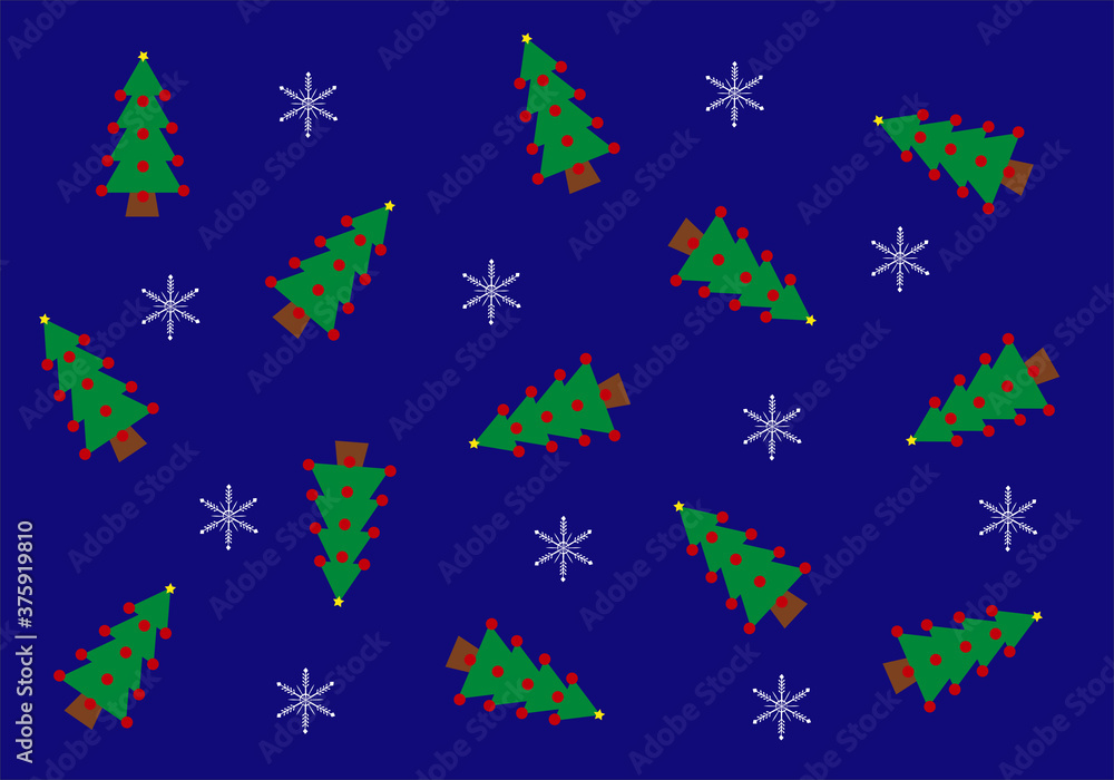 Papel de regalo de Navidad con árboles de Navidad y copos de nieve Papel de regalo de Navidad con árboles de Navidad y copos de nieve