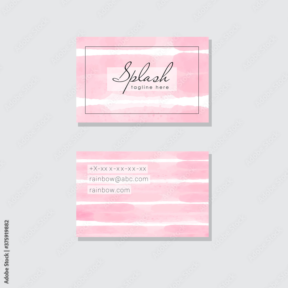 Watercolor light pink business card design template