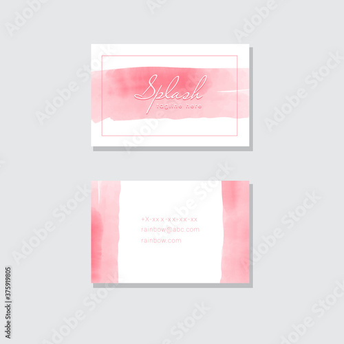 Watercolor light pink business card design template