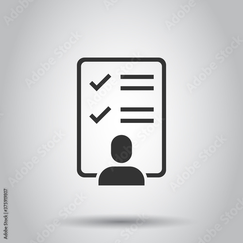 Document icon in flat style. Report vector illustration on white isolated background. Paper sheet business concept.