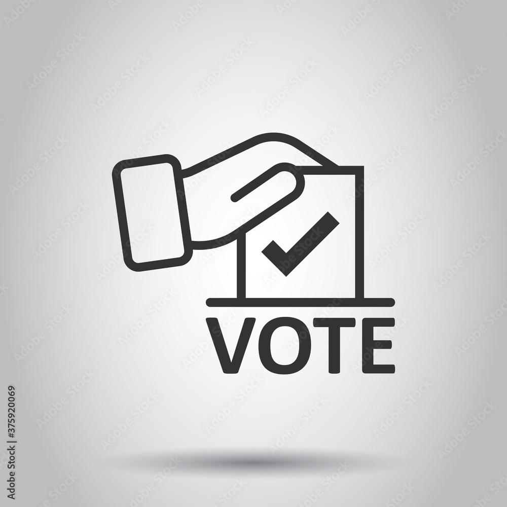 Vote icon in flat style. Ballot box vector illustration on white isolated background. Election business concept. Vote icon in flat style. Ballot box vector illustration on white isolated background. Election business concept.