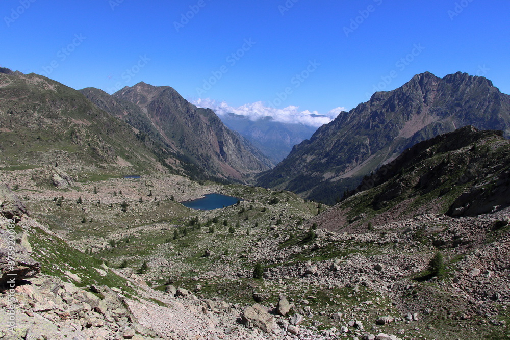 Jaw-droppingly beautiful mountains and lakes in Sant'Anna di Vinadio on a partly cloudy day. Jaw-droppingly beautiful mountains and lakes in Sant'Anna di Vinadio on a partly cloudy day.