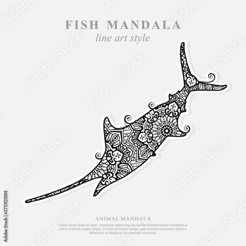 Sailfish Mandala Vector Line Art Style