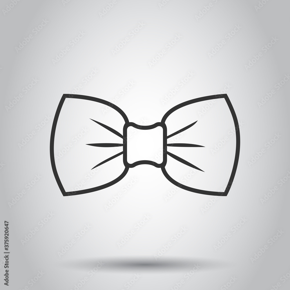 Tie bow icon in flat style. Bowtie vector illustration on white isolated background. Butterfly business concept. Tie bow icon in flat style. Bowtie vector illustration on white isolated background. Butterfly business concept.