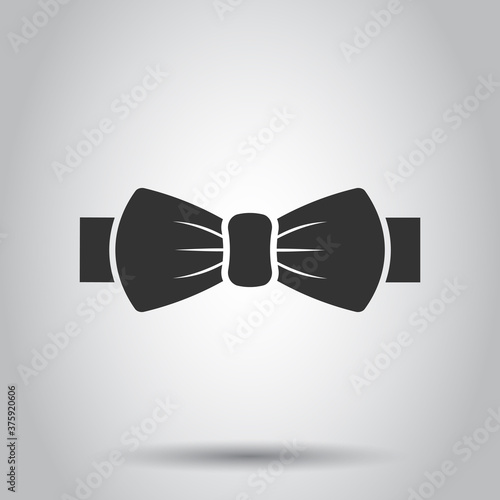 Tie bow icon in flat style. Bowtie vector illustration on white isolated background. Butterfly business concept.