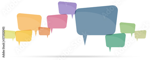 colored speech bubbles in a row