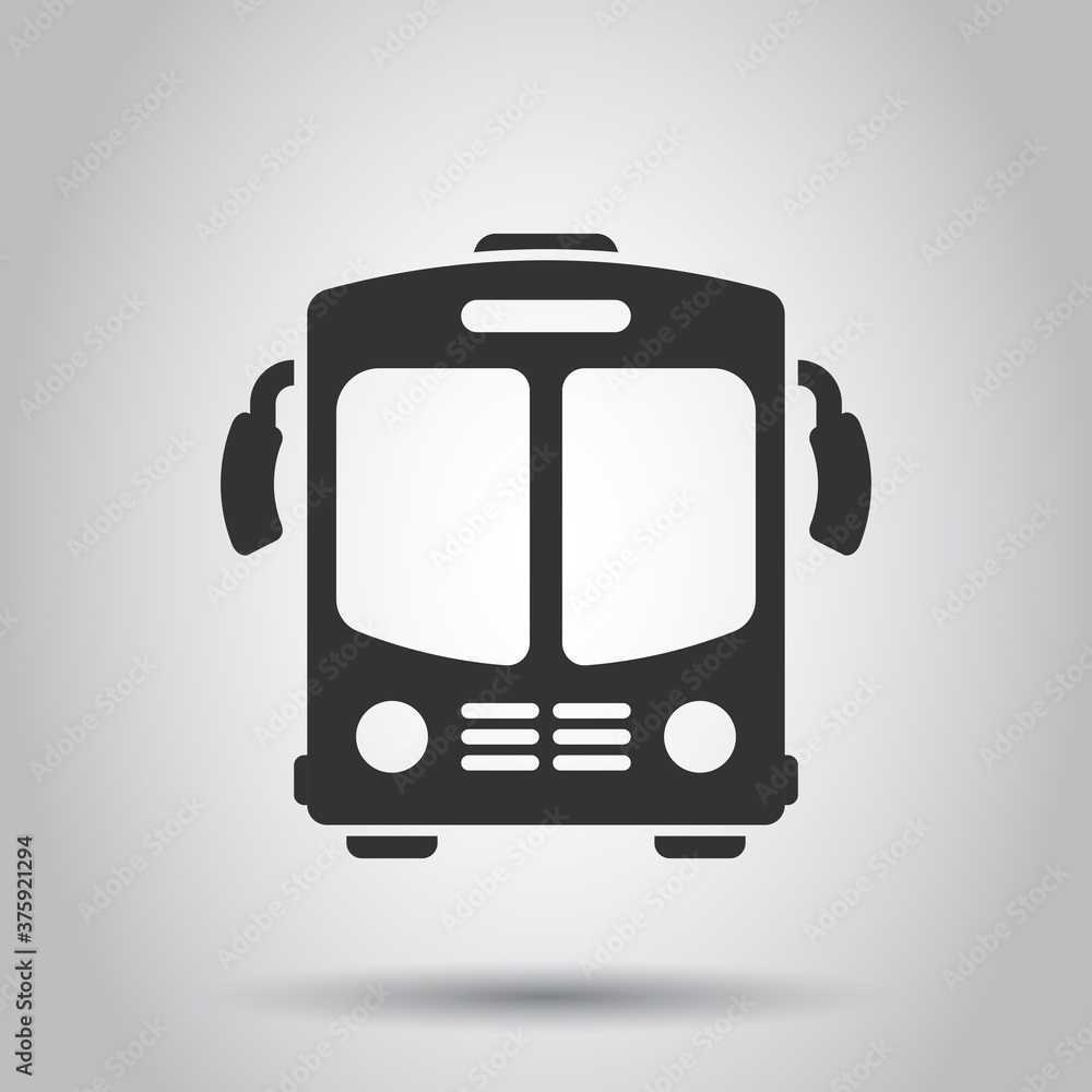 Bus icon in flat style. Coach car vector illustration on white isolated background. Autobus business concept. Bus icon in flat style. Coach car vector illustration on white isolated background. Autobus business concept.