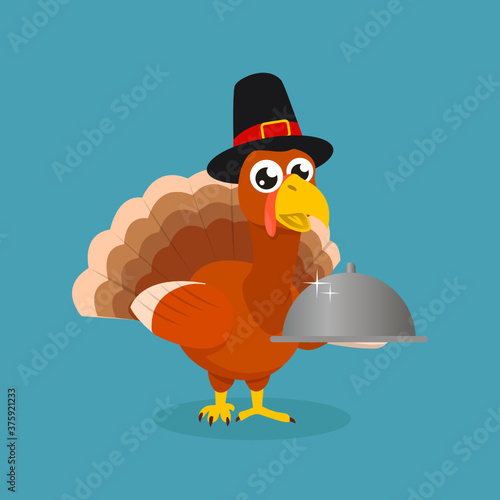 Turkey Thanksgiving mascot design illustration