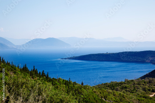 Panoramic view of beautiful Lefkada island. Greece