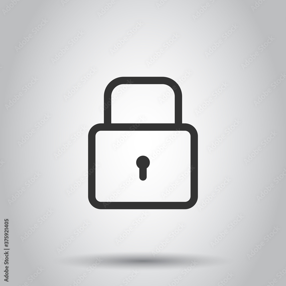Padlock icon in flat style. Lock vector illustration on white isolated background. Private business concept. Padlock icon in flat style. Lock vector illustration on white isolated background. Private business concept.