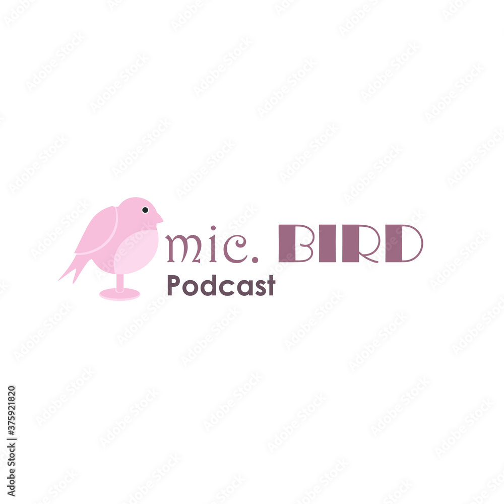 Obraz premium bird mascot on podcast logo design concept collection