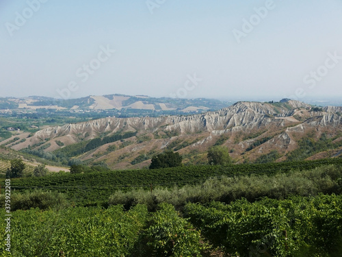 panorama dei calanchi di gesso vicino a brisighella in italia