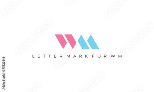 illustration vector graphic of simple, modern, flat, clean, sophisticated, abstract mark, letter mark for initial letter WM logo design