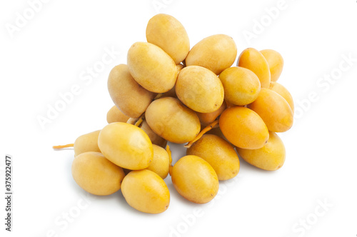 Bunch of Fresh Dates Fruit isolated on white background, clipping path included.