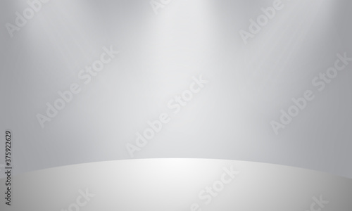 White gray gradient background with spotlight lighting on floor for product display.
