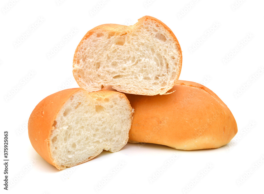 mini bread on white background 