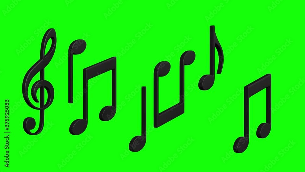 3d rendered animation of abstract music notes on green screen 3d rendered animation of abstract music notes on green screen