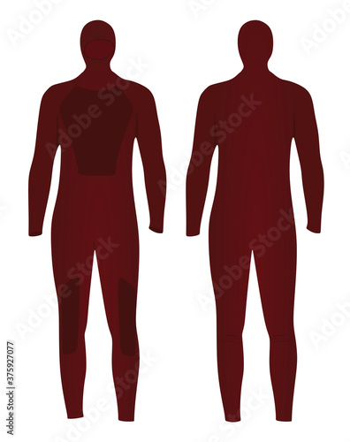 Red diving wetsuit. vector illustration