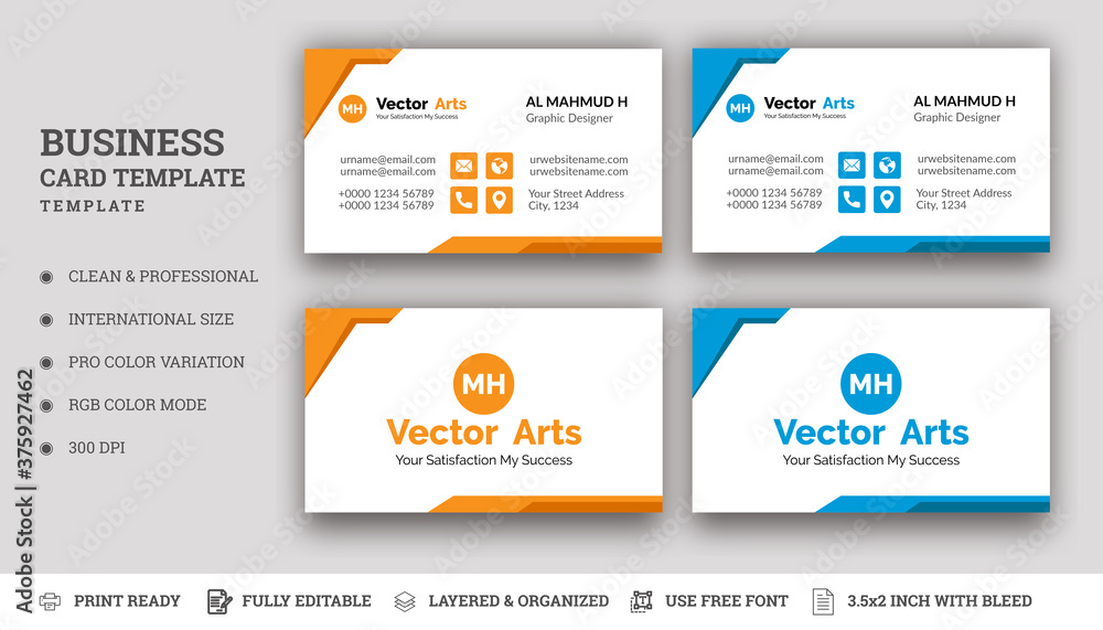 Creative Business Card Template. Modern Design Template For Your Business.