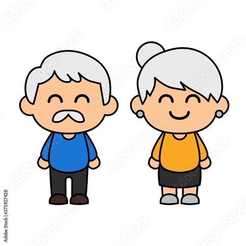 grand parents vector illustration. older person couple illustration.