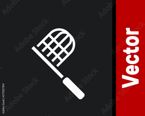 White Butterfly net icon isolated on black background. Vector.