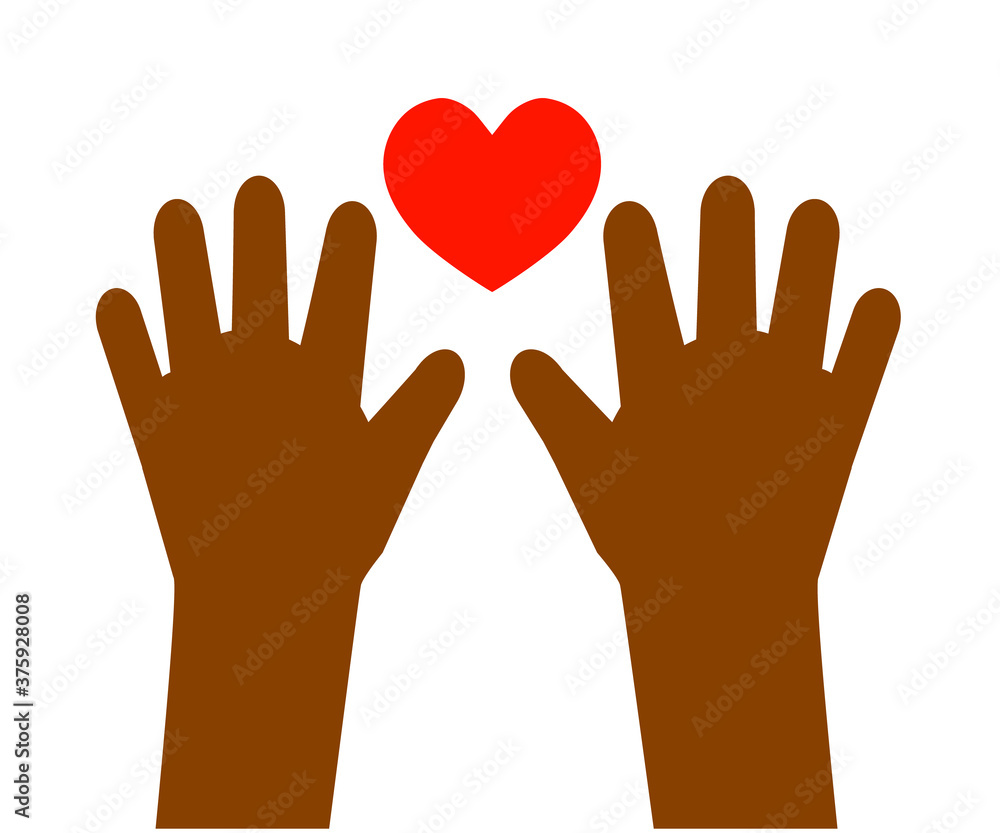 Child's hands and heart on the background. Symbol. Vector illustration. Child's hands and heart on the background. Symbol. Vector illustration.