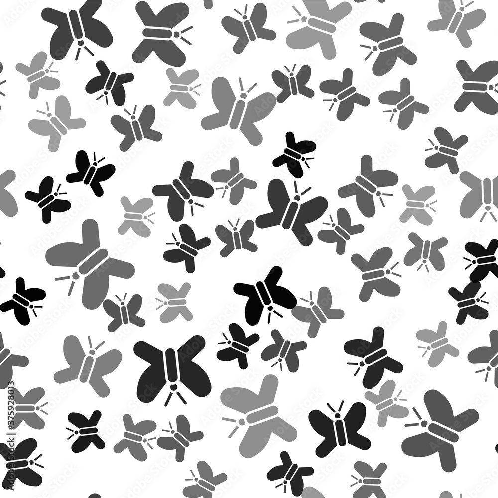 Black Butterfly icon isolated seamless pattern on white background. Vector. Black Butterfly icon isolated seamless pattern on white background. Vector.
