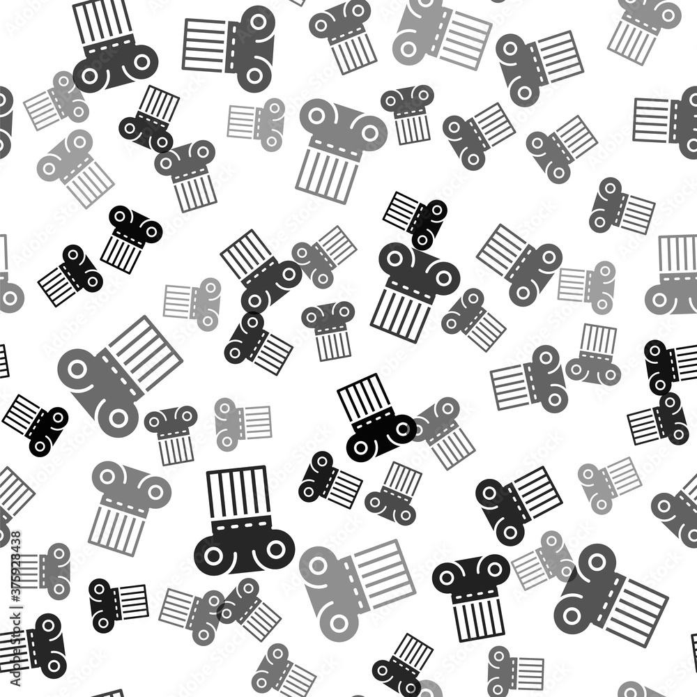 Black Ancient column icon isolated seamless pattern on white background. Vector. Black Ancient column icon isolated seamless pattern on white background. Vector.