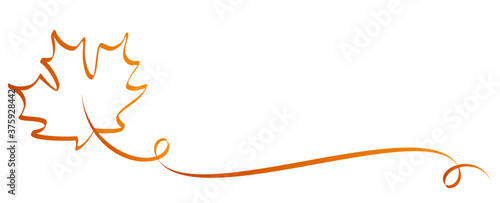 maple leaf with curled trail calligraphic design