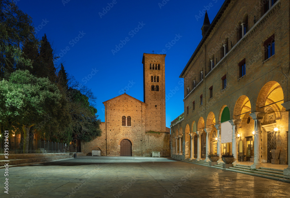 Ravenna - The church Basilica di San Francesco at the dusk.