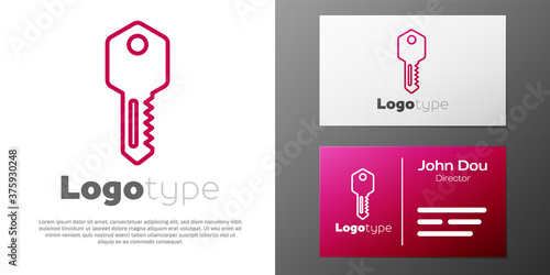 Logotype line House key icon isolated on white background. Logo design template element. Vector Illustration.