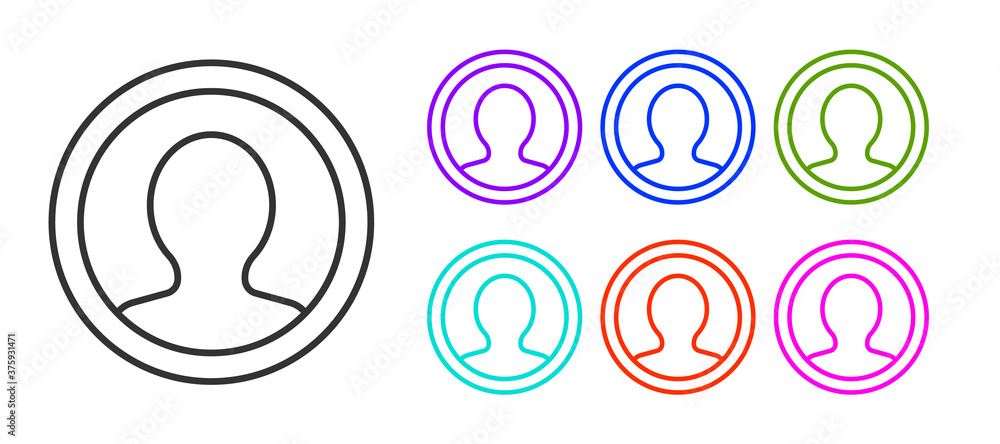 Black line Create account screen icon isolated on white background. Set icons colorful. Vector. Black line Create account screen icon isolated on white background. Set icons colorful. Vector.